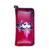 Red wallet with floral design on a white background