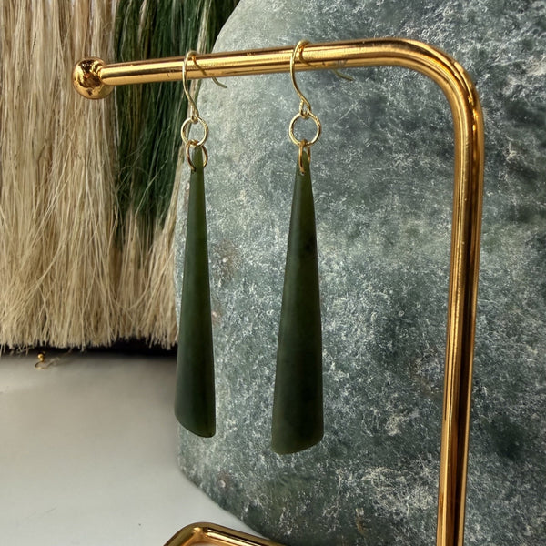 Pounamu Tapered Angled Drop Earrings