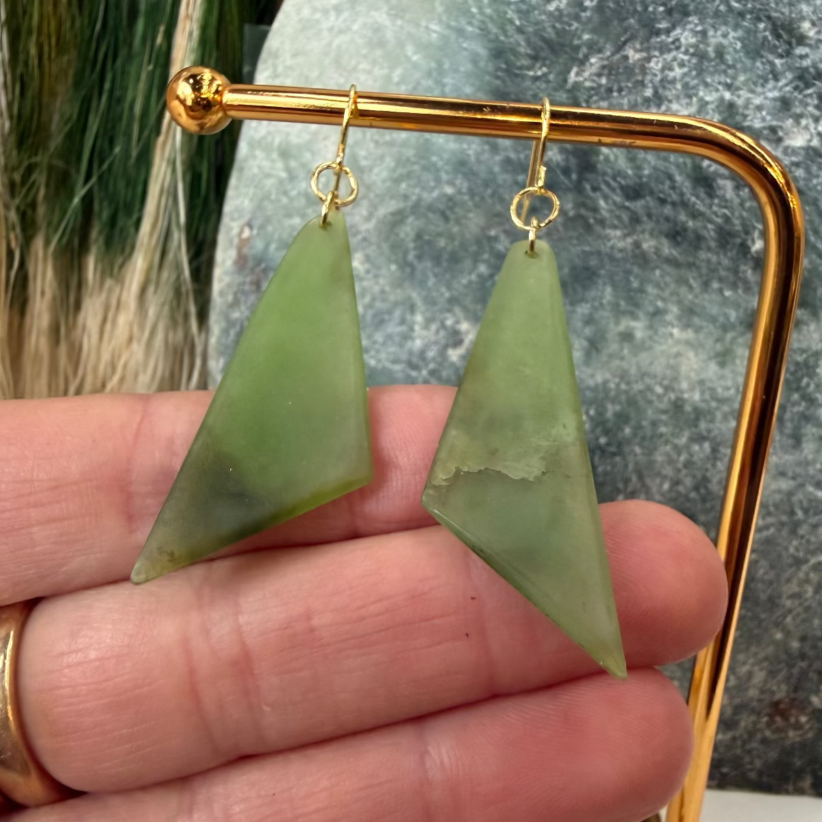 Tapered Triangle Pounamu Earrings