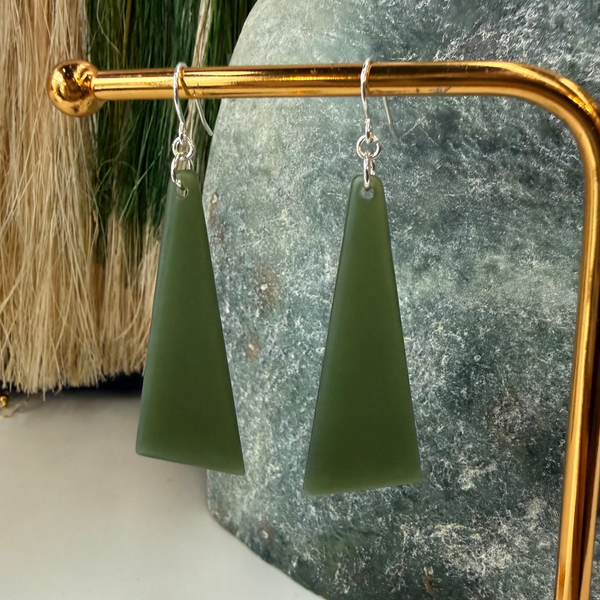 Pounamu Tapered Triangle Earrings