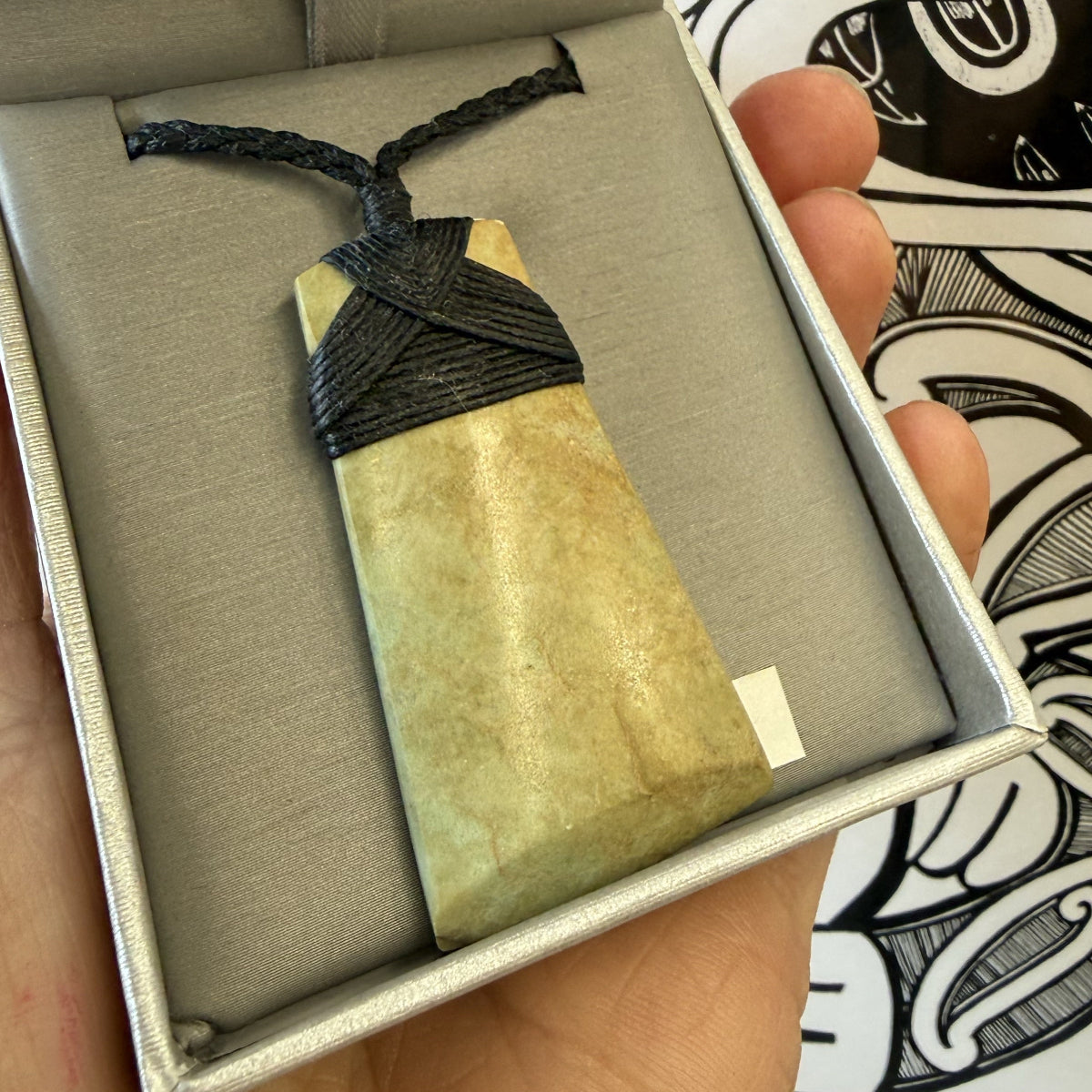 Pounamu jade Necklace with a pendant in a jewellery box