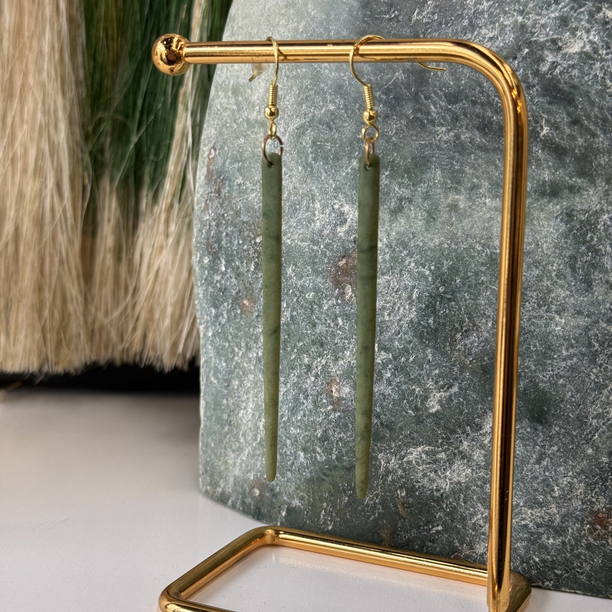 Pounamu Slim Point Earrings